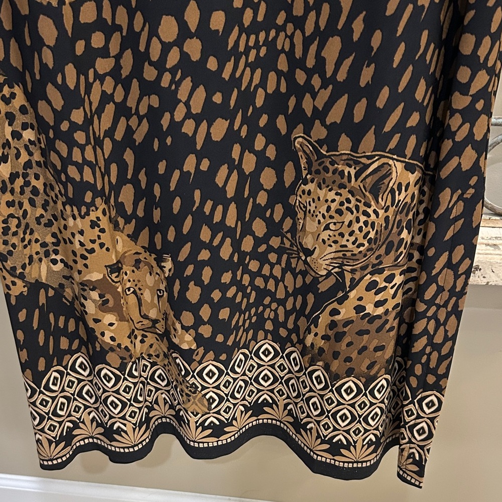 Chico's Black and Brown Animal Print LS Maxi Dress Excellent Preowned Condition - Picture 2 of 11